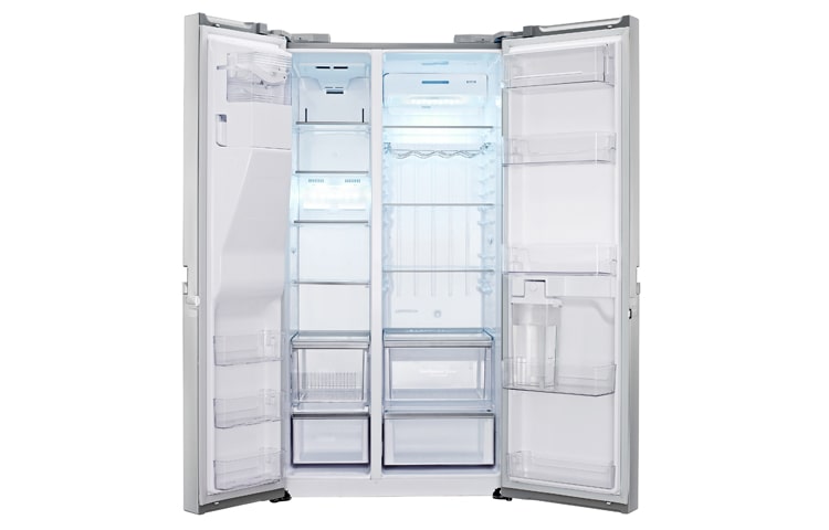 LG American Style Premium Steel Fridge Freezer With Non-Plumbed Water and Ice, (Gross Capacity 601 Litres), GSL545NSYZ
