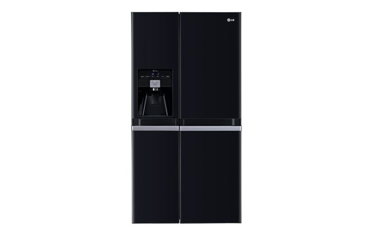 Front view of American Style Black Fridge Freezer With Non-Plumbed Water and Ice (Gross Capacity 601 Litres) GSL545WBYV