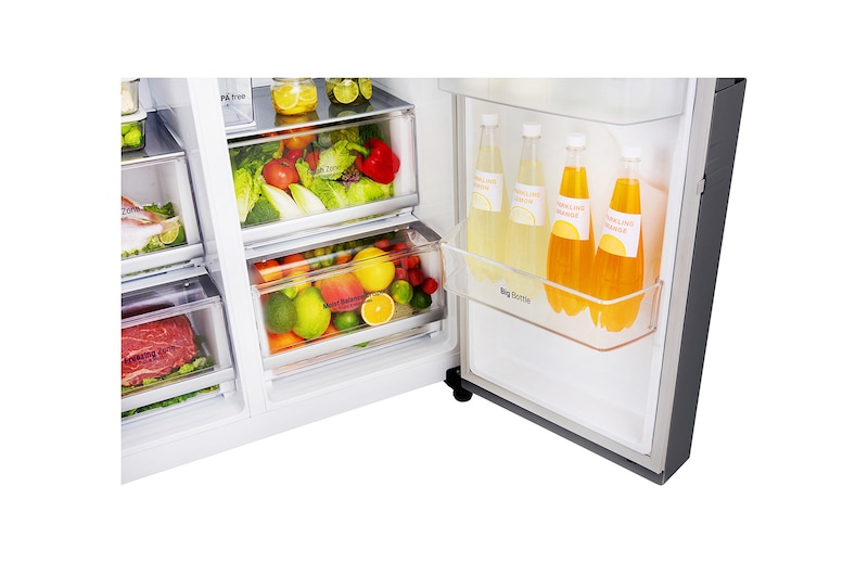 LG Inverter Linear Compressor™ GSL561PZUZ American style Fridge Freezer, 606L, Shiny Steel- F, GSL561PZUZ