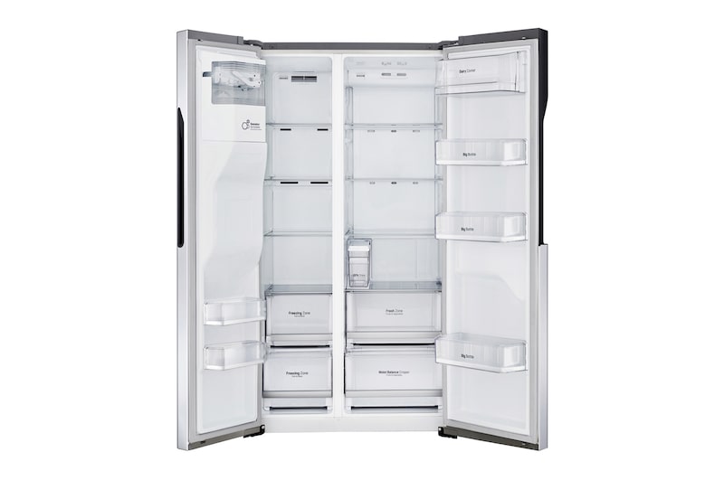 LG Inverter Linear Compressor™ GSL561PZUZ American style Fridge Freezer, 606L, Shiny Steel- F, GSL561PZUZ
