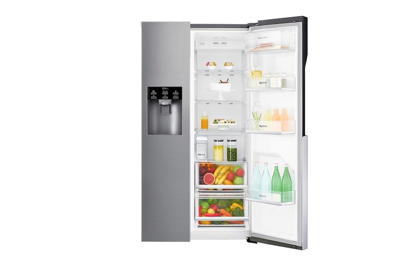 LG Inverter Linear Compressor™ GSL561PZUZ American style Fridge Freezer, 606L, Shiny Steel- F, GSL561PZUZ