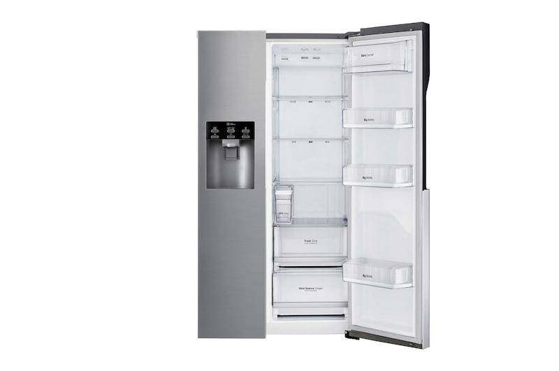 LG Inverter Linear Compressor™ GSL561PZUZ American style Fridge Freezer, 606L, Shiny Steel- F, GSL561PZUZ