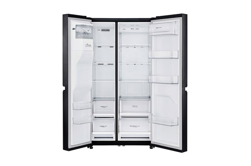 LG Inverter Linear Compressor™ GSL760MCXV American style Fridge Freezer, 601L, Matte Black - F, GSL760MCXV