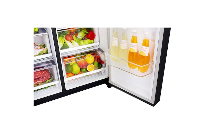 LG Inverter Linear Compressor™ GSL760MCXV American style Fridge Freezer, 601L, Matte Black - F, GSL760MCXV