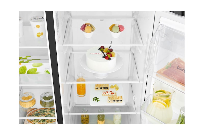 LG Inverter Linear Compressor™ GSL760MCXV American style Fridge Freezer, 601L, Matte Black - F, GSL760MCXV