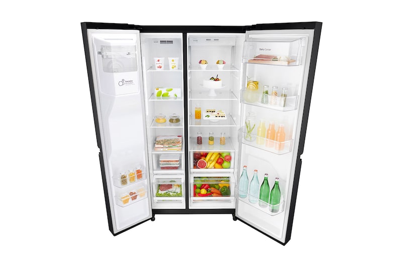 LG Inverter Linear Compressor™ GSL760MCXV American style Fridge Freezer, 601L, Matte Black - F, GSL760MCXV