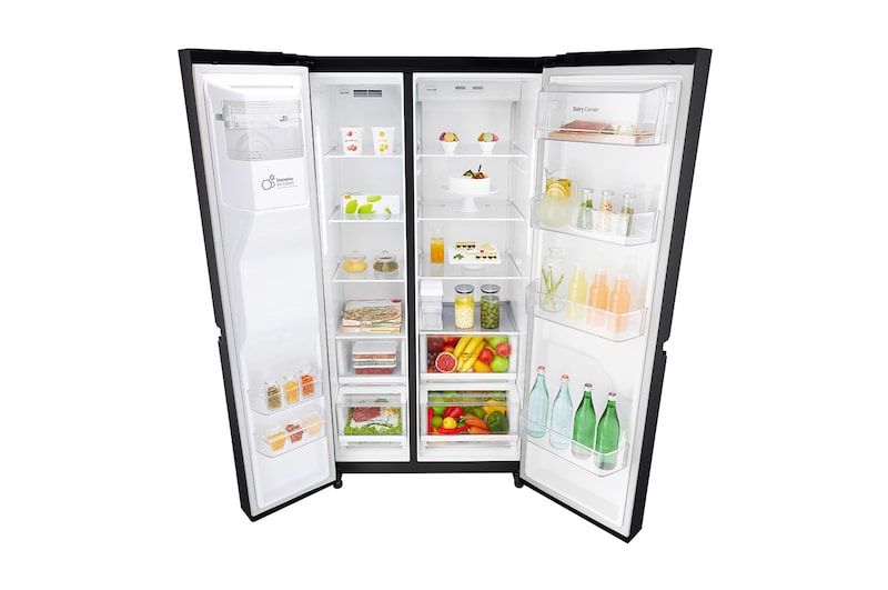 LG Inverter Linear Compressor™ GSL761MCXV American style Fridge Freezer, 601L,  Matte Black- F, GSL761MCXV