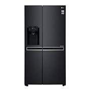 Front view of LG Inverter Linear Compressor™ GSL761MCXV American style Fridge Freezer, 601L,  Matte Black- F GSL761MCXV