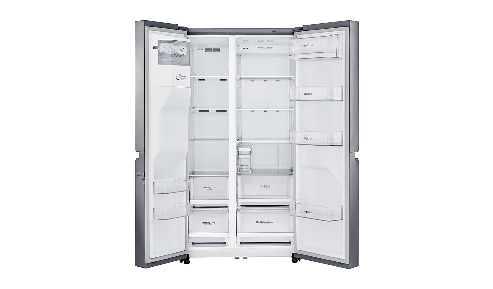 LG Inverter Linear Compressor™  GSL761PZXV American style Fridge Freezer, 625L,  Shiny Steel- F, GSL761PZXV
