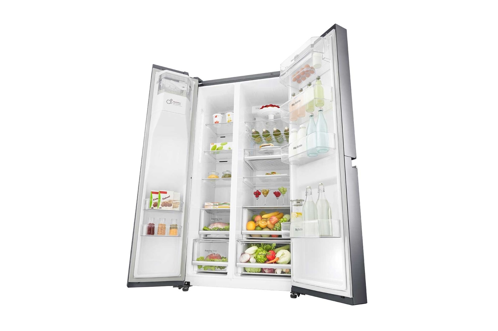 LG Inverter Linear Compressor™ GSL960PZBV American Style Fridge Freezer , 601L, Shiny Steel, GSL960PZBV