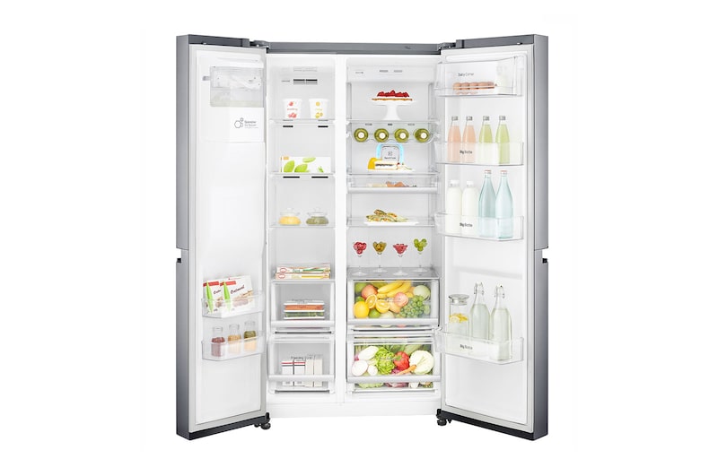 LG Inverter Linear Compressor™ GSL960PZBV American Style Fridge Freezer , 601L, Shiny Steel, GSL960PZBV
