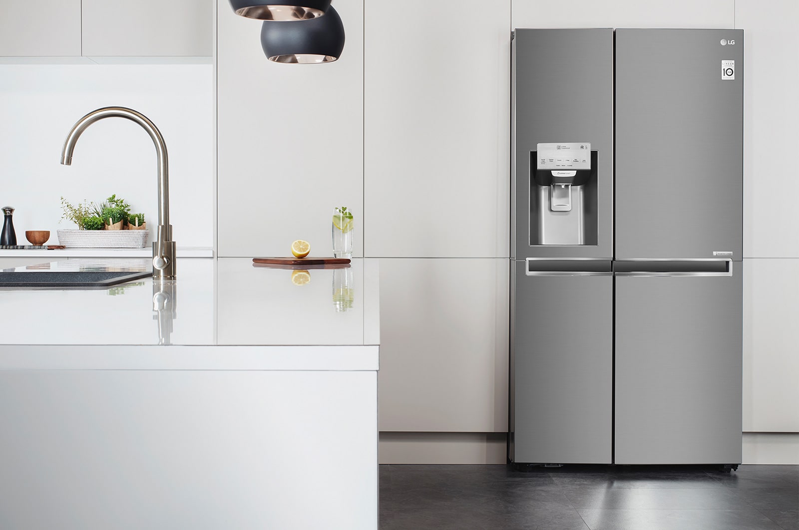 LG DoorCooling+™ GSL960PZJV American Style Fridge Freezer , 625L, Shiny Steel  - F, GSL960PZJV
