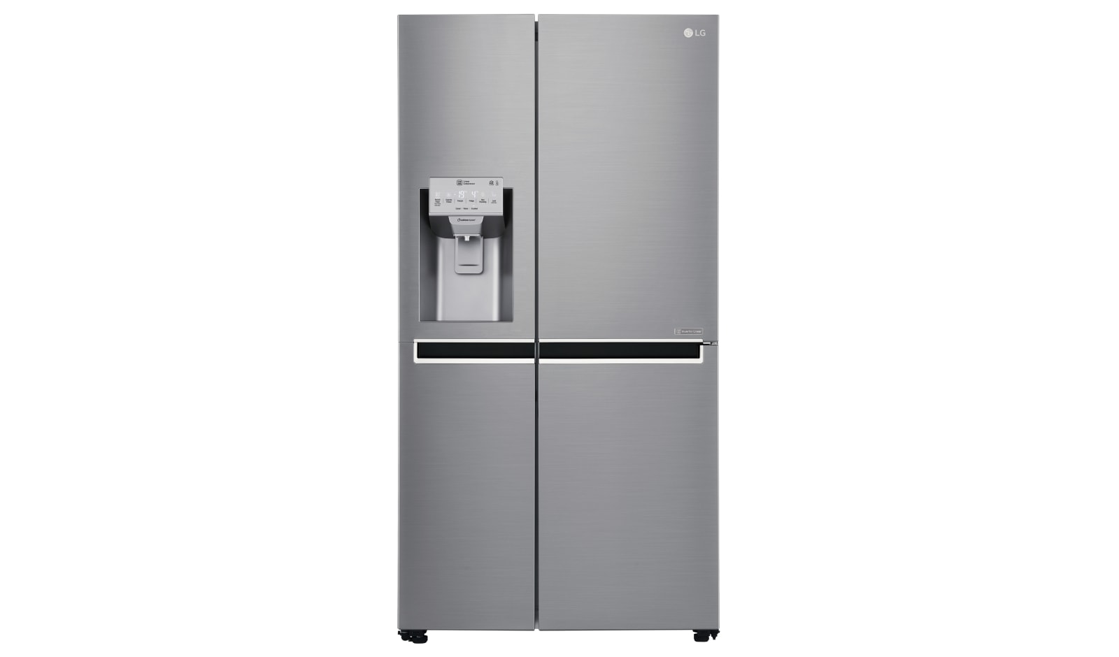 Front view of LG Inverter Linear Compressor™ GSL961PZBV American Style Fridge Freezer, 601L, Shiny Steel  - F GSL961PZBV