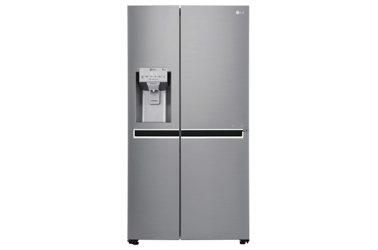 Front view of LG Inverter Linear Compressor™ GSL961PZBV American Style Fridge Freezer, 601L, Shiny Steel  - F GSL961PZBV