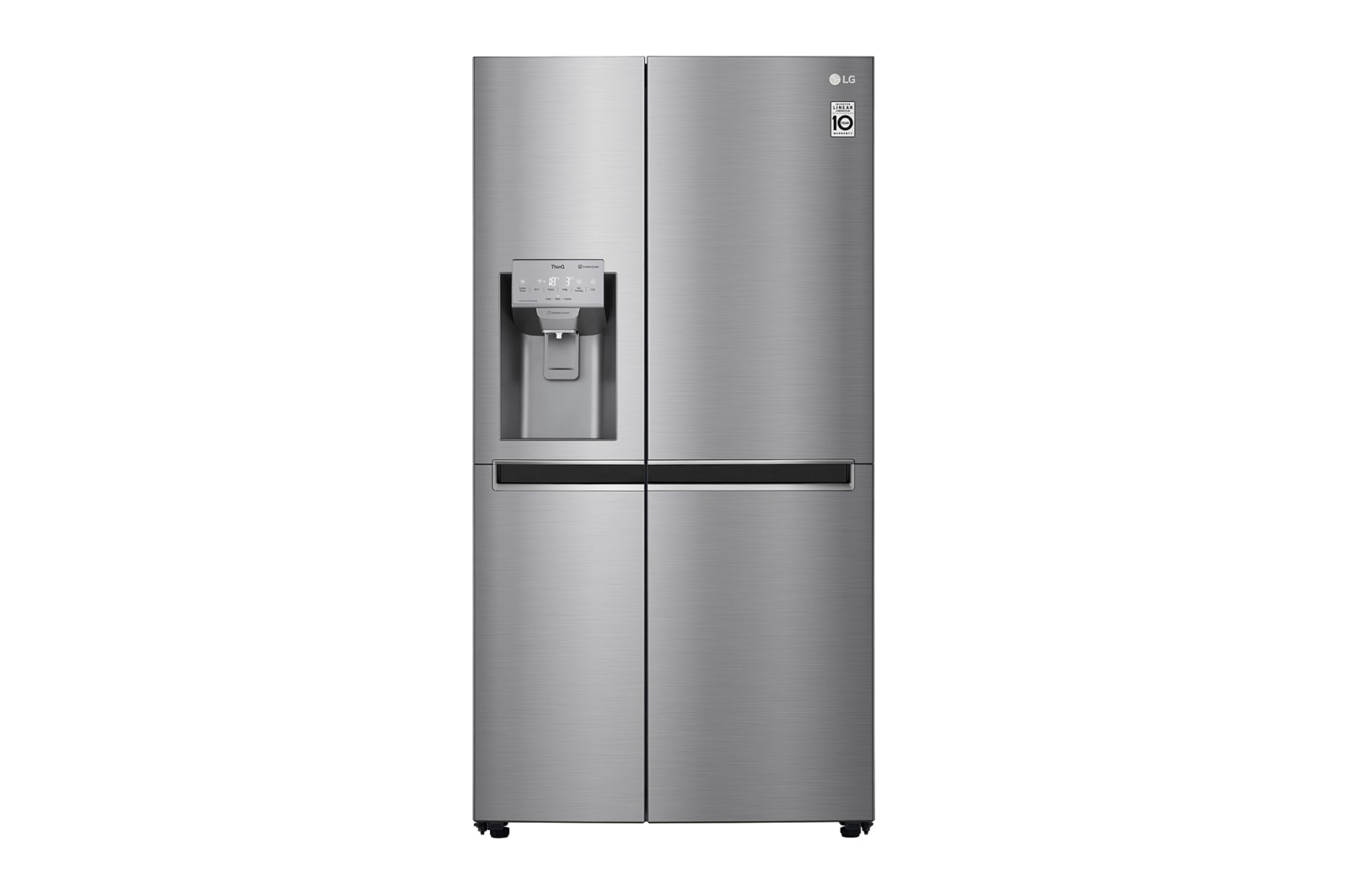 Front view of LG DoorCooling&#43;™ GSL961PZJV American Style Fridge Freezer, 625L, Shiny Steel  - F GSL961PZJV