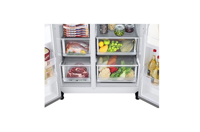 LG 635L American Style Fridge Freezer Water & Ice Dispenser, Shiny Steel, GSLD80PZRF