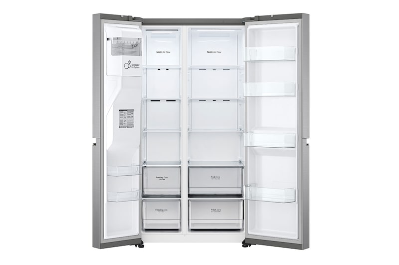 LG 635L American Style Fridge Freezer Water & Ice Dispenser, Shiny Steel, GSLD80PZRF