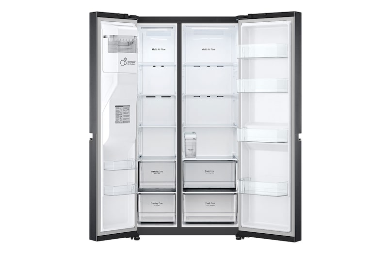 LG 635L American Style Fridge Freezer Water & Ice Dispenser, Matte Black, GSLV71MCTF