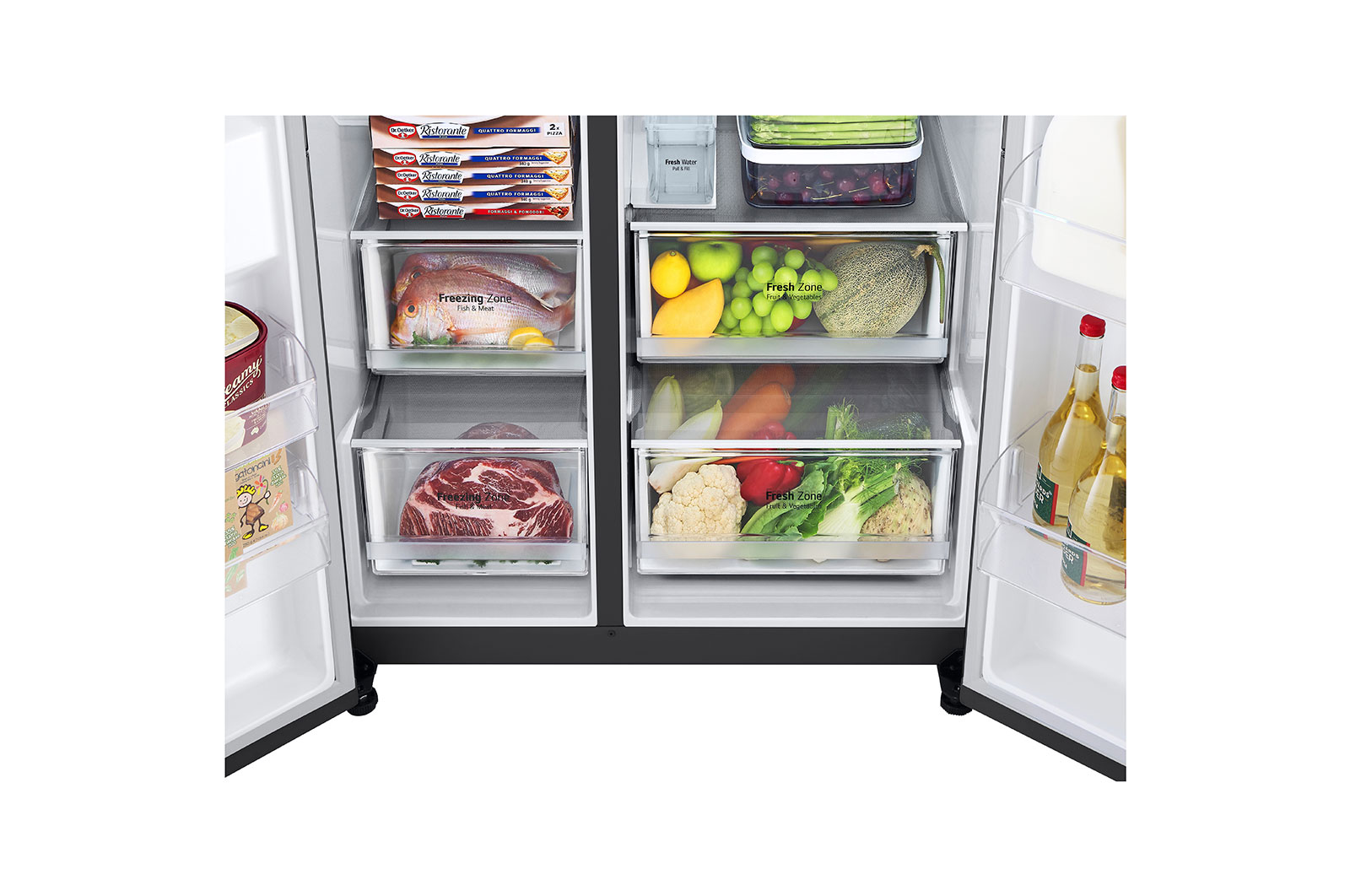 LG 635L American Style Fridge Freezer Matte Black Water & Ice Dispenser, GSLV71MCTF
