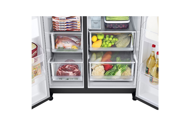 LG 635L American Style Fridge Freezer Water & Ice Dispenser, Matte Black, GSLV71MCTF
