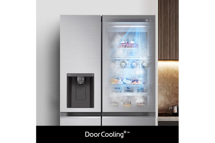 LG 635L Total No Frost American Style Fridge Freezer, Shiny Steel, GSLV71PZTF