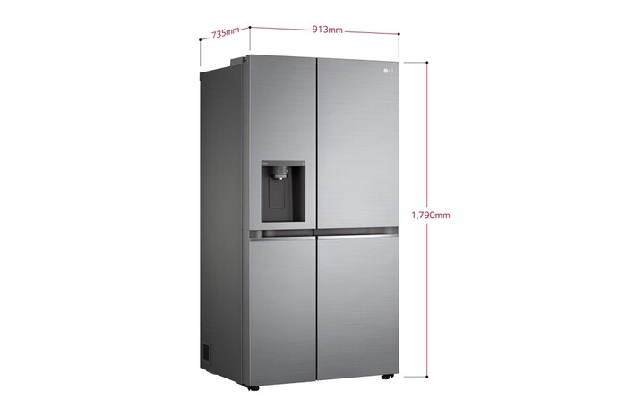 LG 635L Total No Frost American Style Fridge Freezer, Shiny Steel, GSLV71PZTF