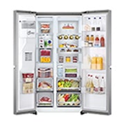 LG 635L American Style Fridge Freezer Shiny Steel Water & Ice Dispenser, GSLV91PZAE