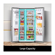 LG 635L American Style Fridge Freezer Shiny Steel Water & Ice Dispenser, GSLV91PZAE