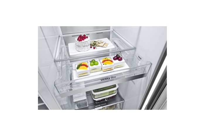 LG 635L American Style Fridge Freezer Water & Ice Dispenser, Shiny Steel, GSLV91PZAE