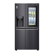 Front view of LG InstaView Door-in-Door™ GSX960MCCZ American style Fridge Freezer,  625L, Matte Black - F GSX960MCCZ