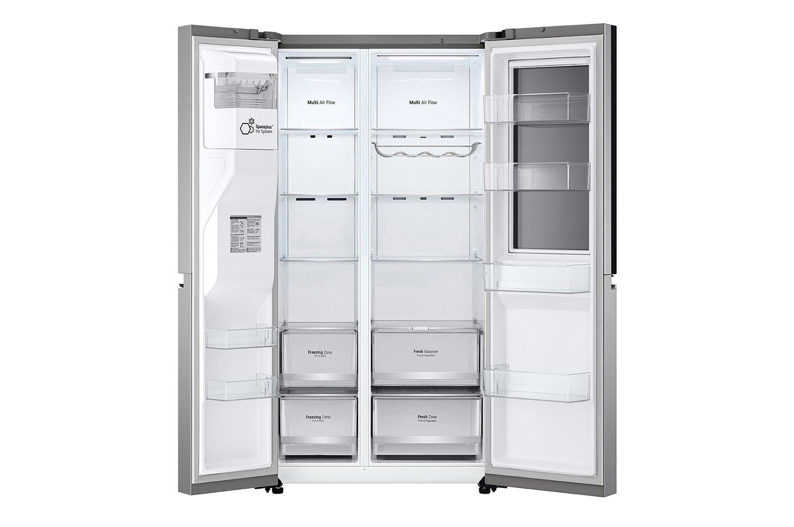 LG 635L InstaView™ American Style Fridge Freezer Shiny Steel Total No Frost, GSXV80PZLE
