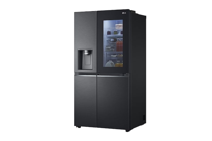 LG 635L InstaView™ American Style Fridge Freezer Total No Frost, Matte Black, GSXV90MCAE