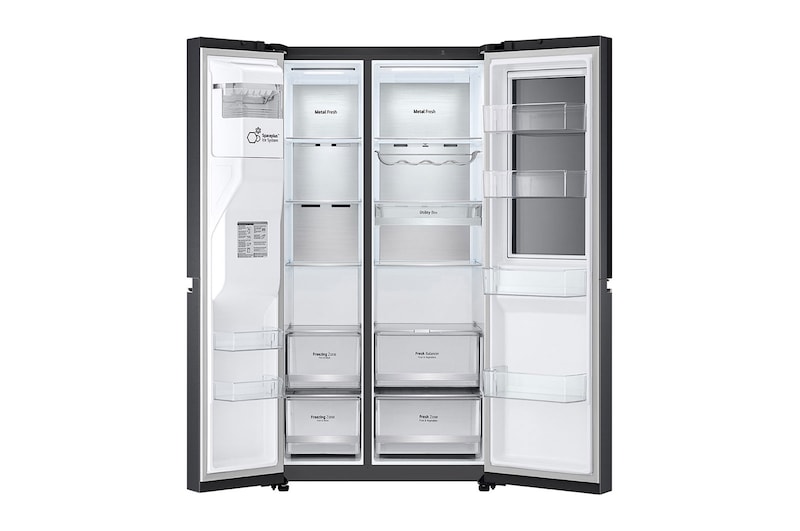 LG 635L InstaView™ American Style Fridge Freezer Total No Frost, Matte Black, GSXV90MCAE