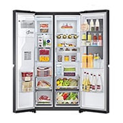 LG 635L InstaView™ American Style Fridge Freezer Matte Black Total No Frost, GSXV90MCAE