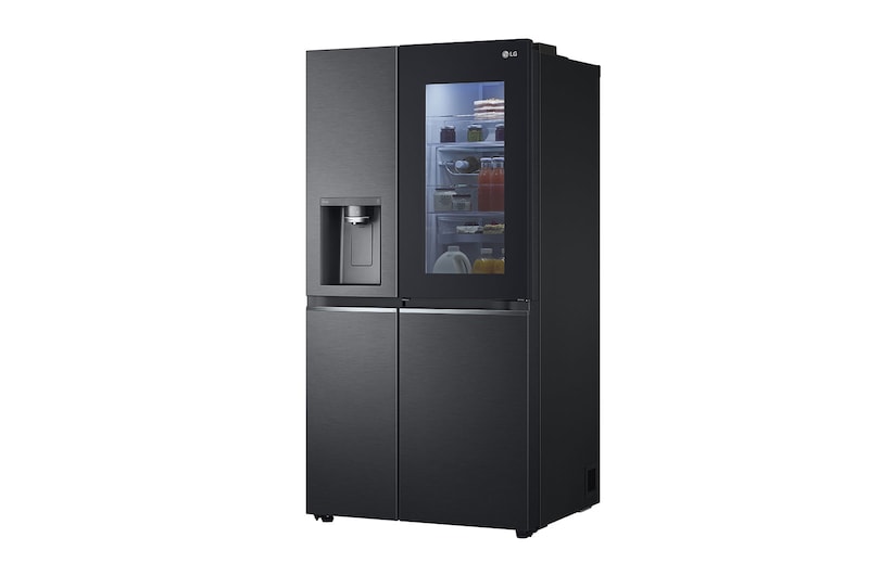 LG 635L InstaView™ American Style Fridge Freezer Matte Black Total No Frost, GSXV90MCDE