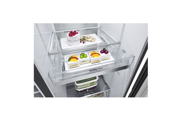 LG 635L InstaView™ American Style Fridge Freezer Matte Black Total No Frost, GSXV90MCDE