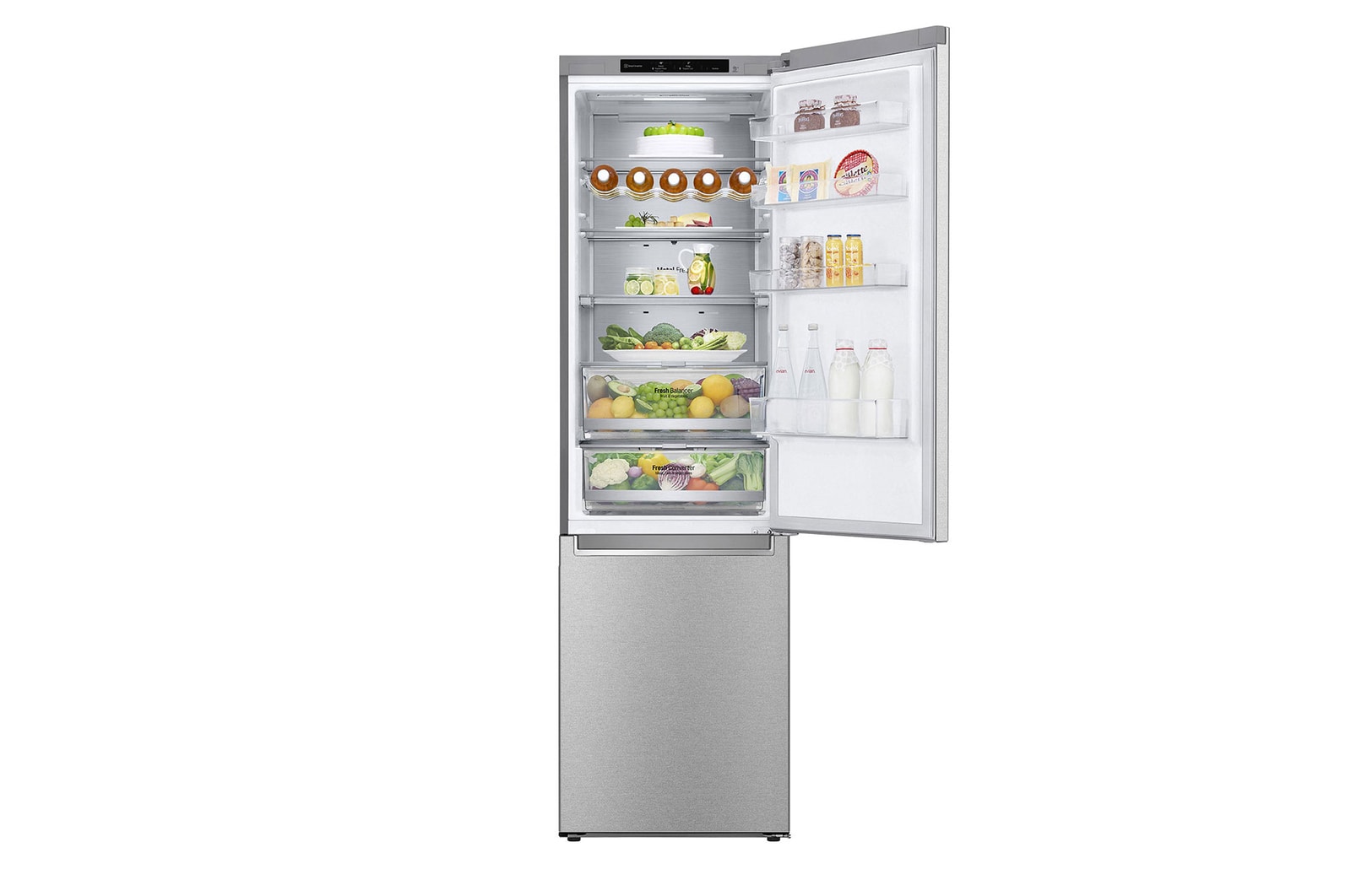 front view top door open with food