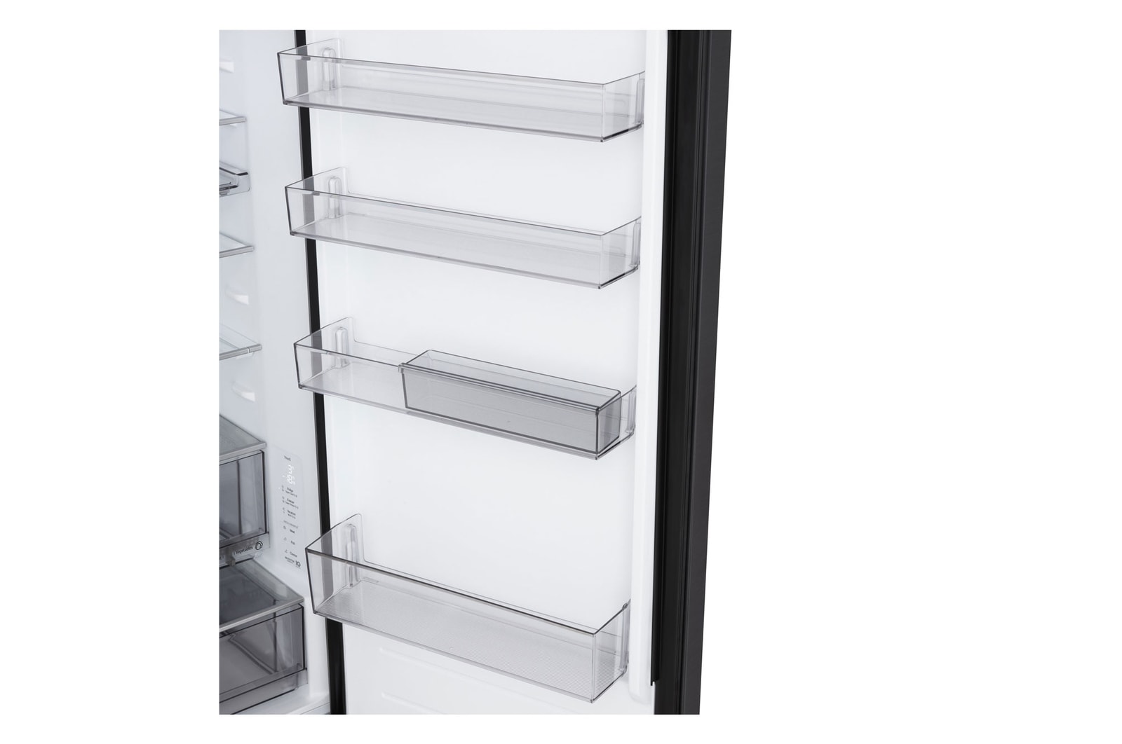 LG bottom freezer (GBBS726CEV) front side view showing exterior design