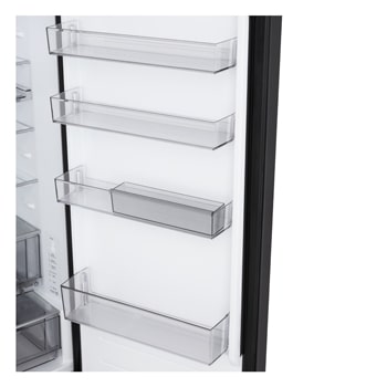 LG bottom freezer (GBBS726CEV) front side view showing exterior design