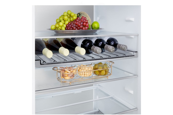 LG bottom freezer (GBBS524CPY) front side view showing exterior design