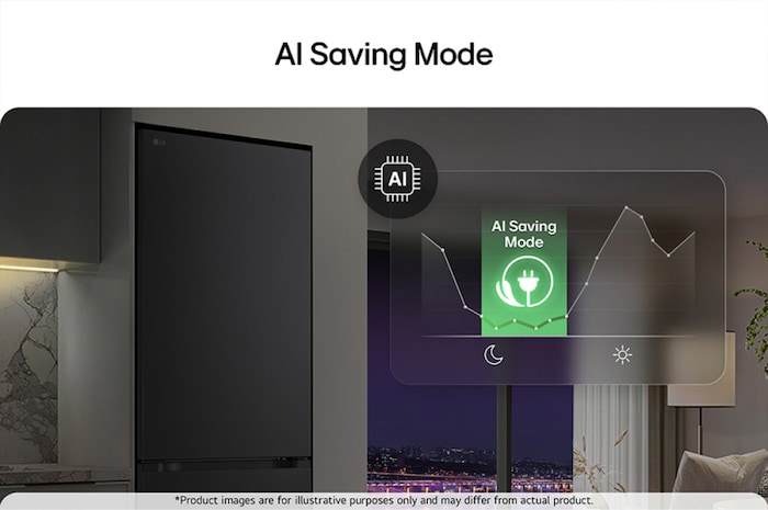 LG bottom freezer (GBBS726CEV) installed flush in tall warm beige wall with white arrows pointing to top side and front surfaces