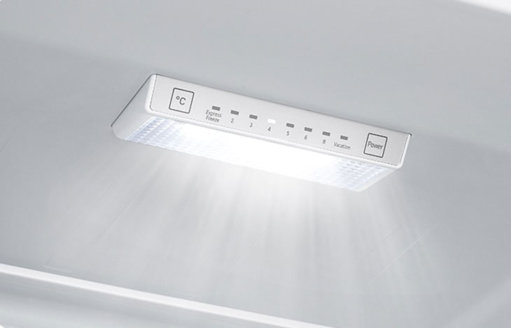 Refrigerator internal LED light highlighted