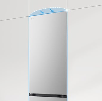 Flat door refrigerator integrated into kitchen cabinets, completing the sealess look.
