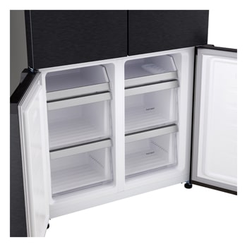 Detailed view of the interior freezer drawers
