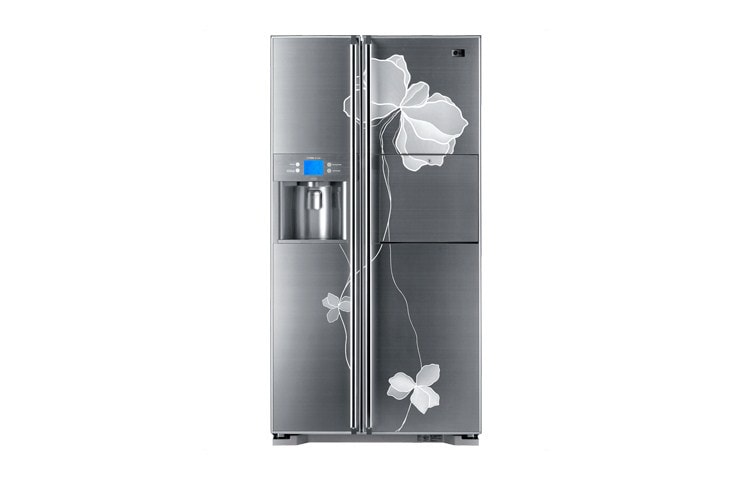Front view of Side-by-Side Refrigerator with Water and Ice Dispenser and Homebar (Gross Capacity 673 Litres) GRP247JHMV