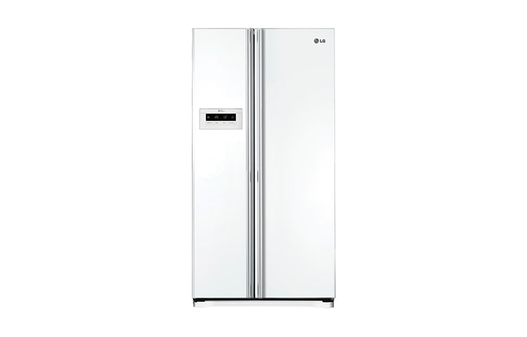 Front view of American Style Fridge Freezer in Super White with huge Gross Capacity of 591 Litres GS3159SWJV