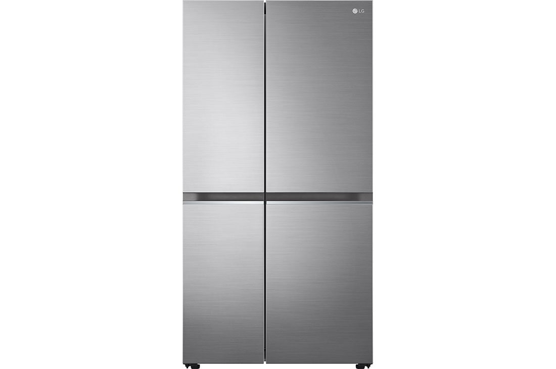Front view of 655L NatureFRESH™ American Style Fridge Freezer Shiny Steel (GSBV70PZTL)