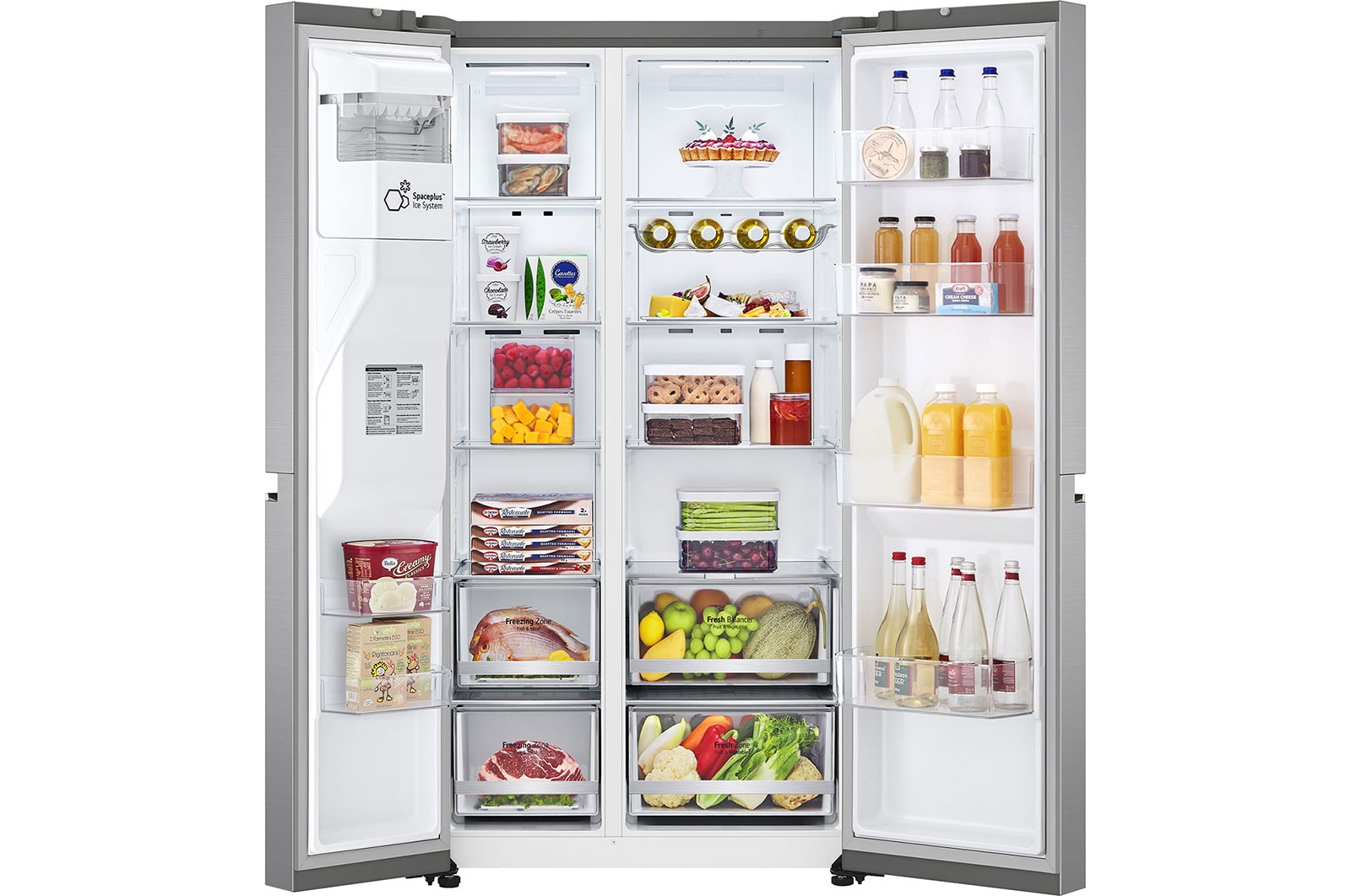 front view with door open with food 