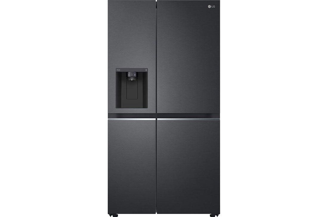 Front view of 635L NatureFRESH™ American Style Fridge Freezer Matte Black (GSLV70MCTD)