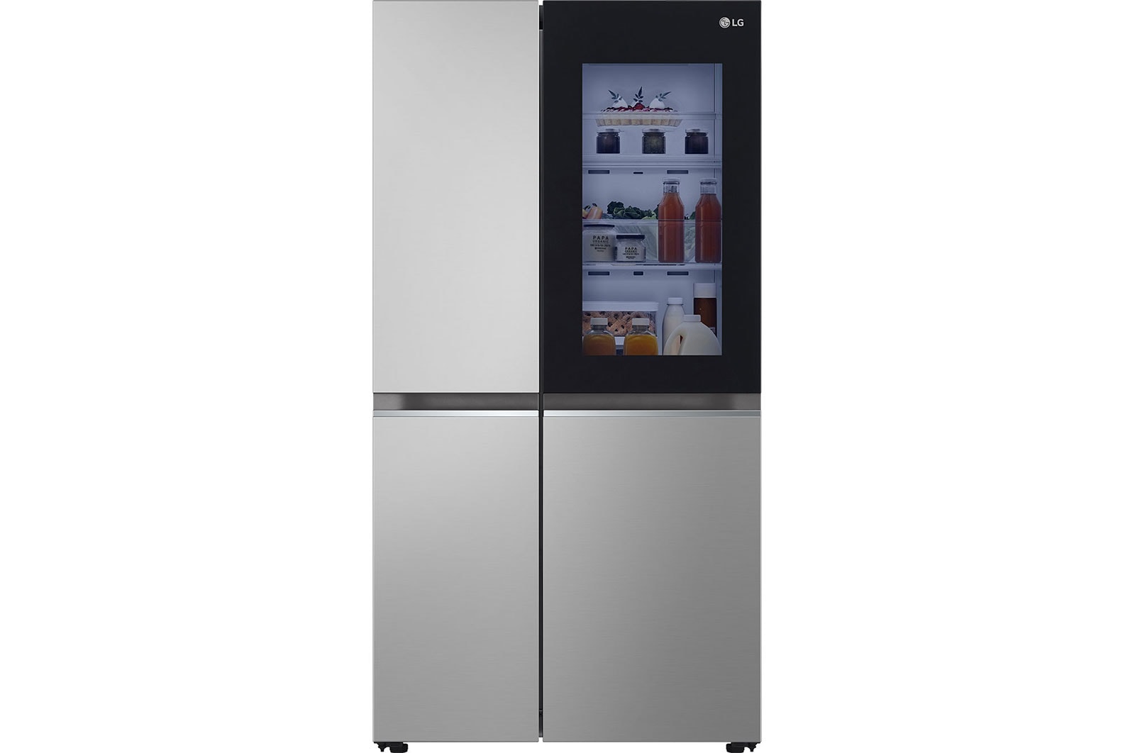 Front view of 655L InstaView™ American Style Fridge Freezer Prime Silver (GSVV80PYLL)
